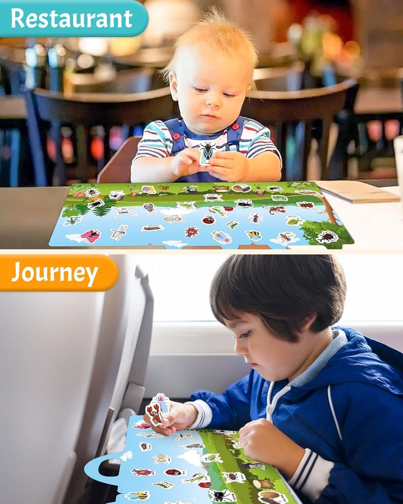 Benresive Reusable Sticker Books for Toddlers, Fun Travel Stickers for Kids, Toddler Sticker Book, Crafts Activities for Toddlers, 3 and Up Birthady Gifts - Insect - Image 3